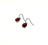 SS Garnet Oval Dangle Earrings