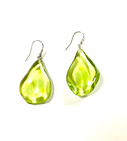 SS Caribbean Amber Wavy Nugget Dangle Earrings