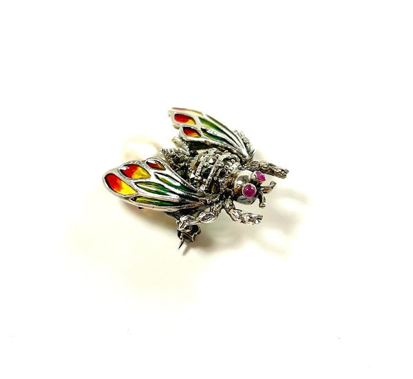 SS Pearl Enamel Bee Pin/Pendant