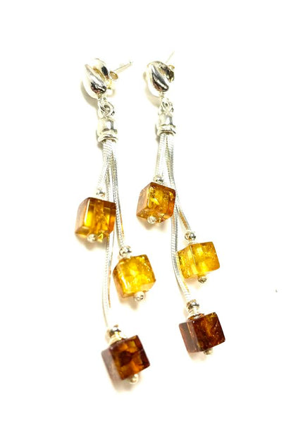 SS Amber Multicolor Cube Dangle Earrings