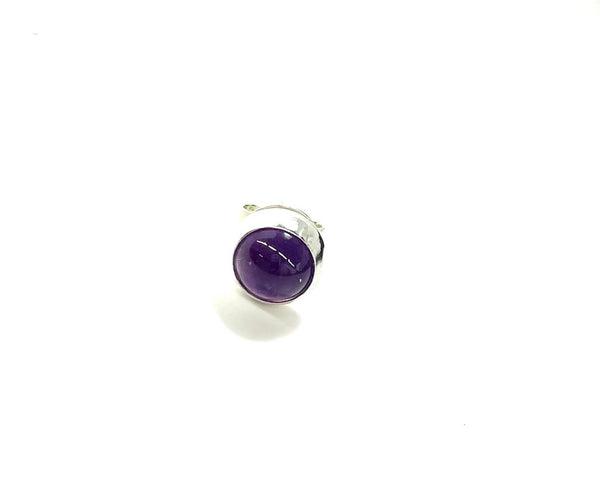 SS Amethyst Cabochon Round Studs