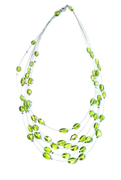 SS Caribbean Amber Nugget 6 Strand Wire Necklace