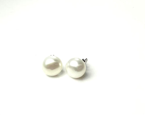 SS Fresh Water Pearl 11mm White Studs