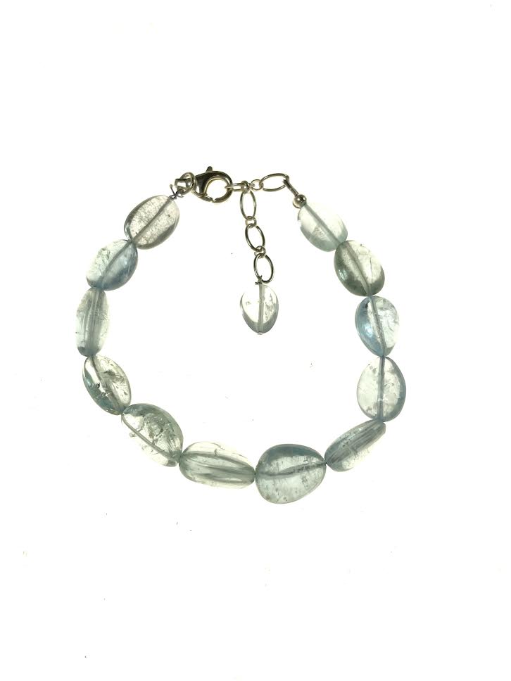 SS AAA Aquamarine Nugget Bead Bracelet