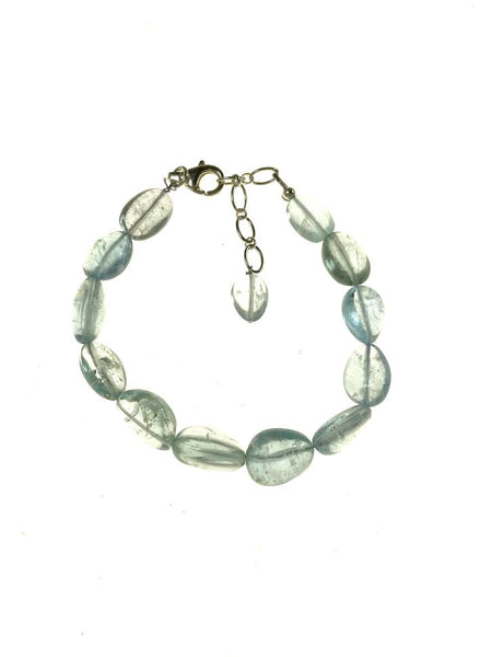 Sterling Silver Created Aquamarine Pear Link Bracelet