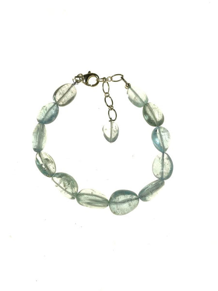 SS AAA Aquamarine Beaded Adjustable Necklace