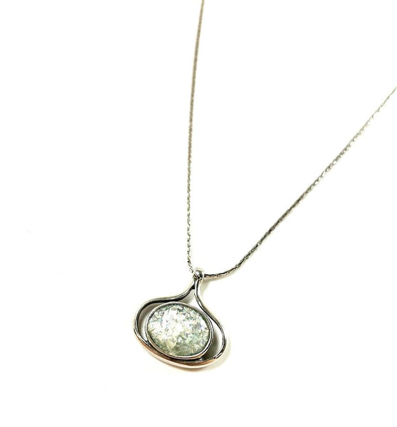 SS Roman Glass Oval Teardrop Necklace