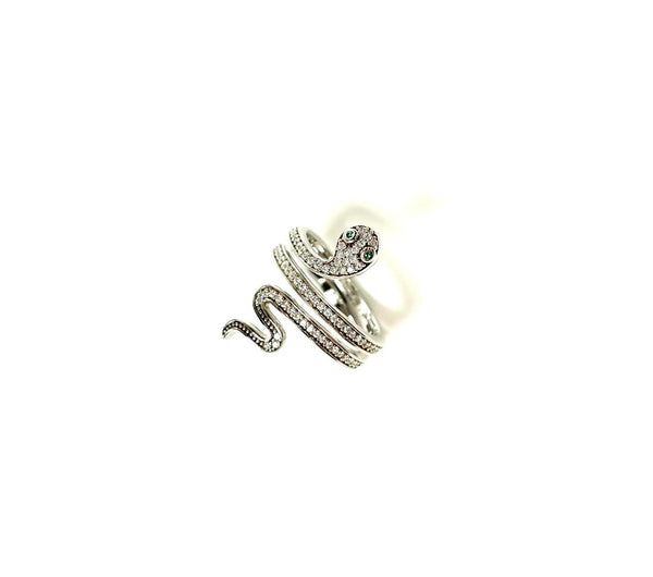 SS CZ Coiled Snake Ring Size 6