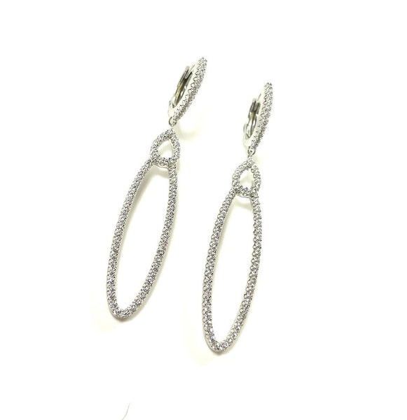 SS CZ Oval and Pear Huggie Earrings