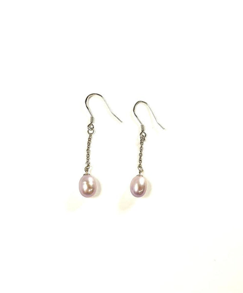 SS Fresh Water Pearl Pink Drop Earrings