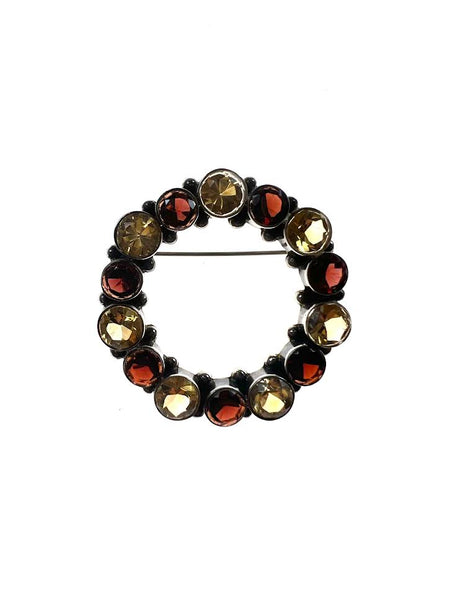 SS Garnet and Citrine Circle Pin/Brooch