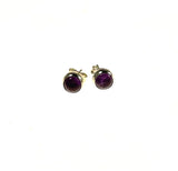 SS Amethyst Cabochon Round Studs