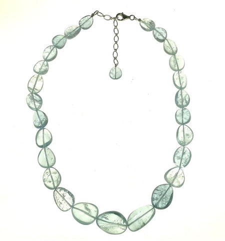 SS Aquamarine Faceted Bead Necklace