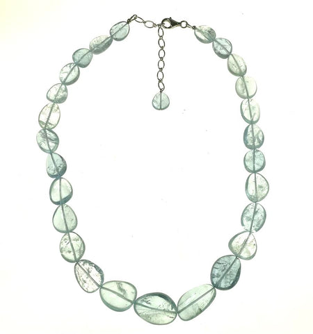 Carved Amber Barrel and Biwa Stick Pearl Necklace