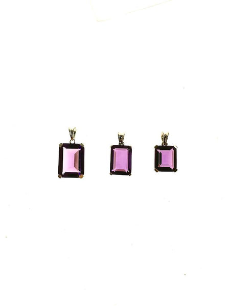 SS Amethyst Cabochon Decorative Bezel Pendant