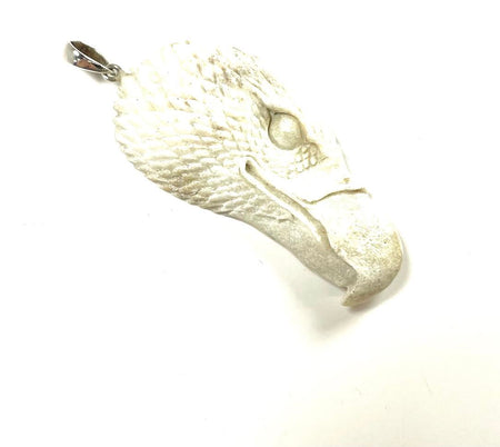 SS Fossilized Walrus Ivory Coiled Snake Pendant