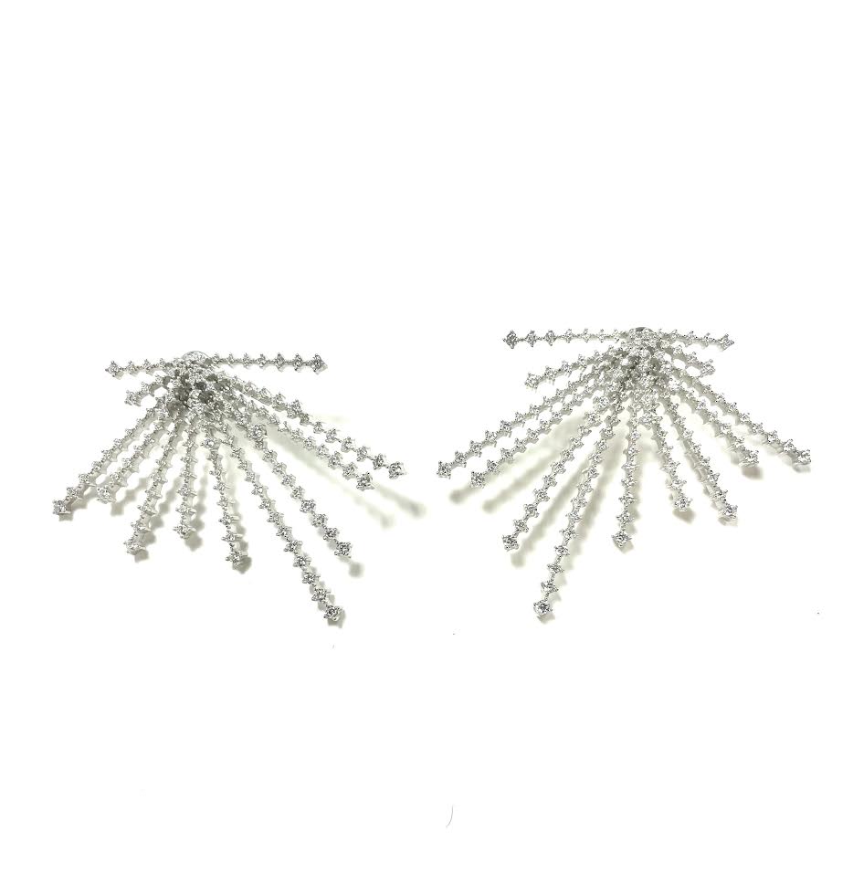 SS CZ Sunburst Double Post Earrings