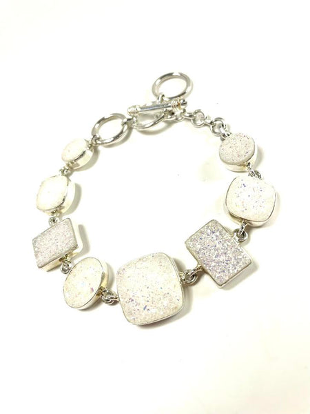 SS Silicon Druzy Quartz Toggle Bracelet