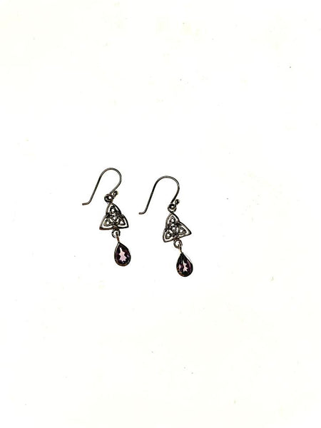 SS Created Amethyst Square Dangle Earrings