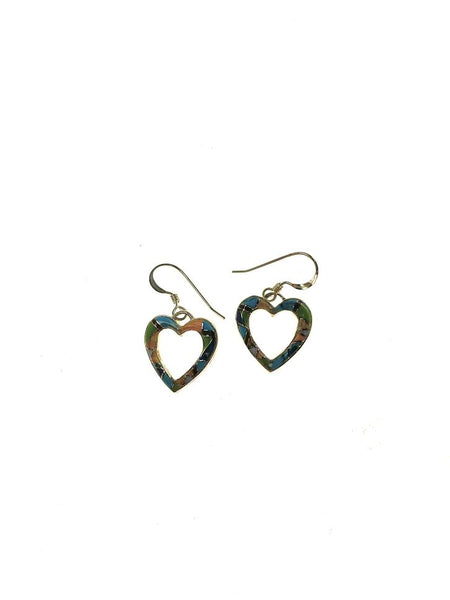 SS Created Opal Multicolor Heart Studs