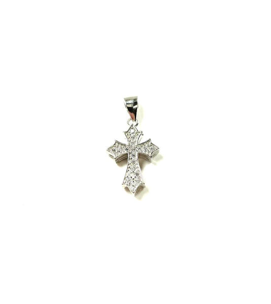 SS CZ Pointed Cross Pendant