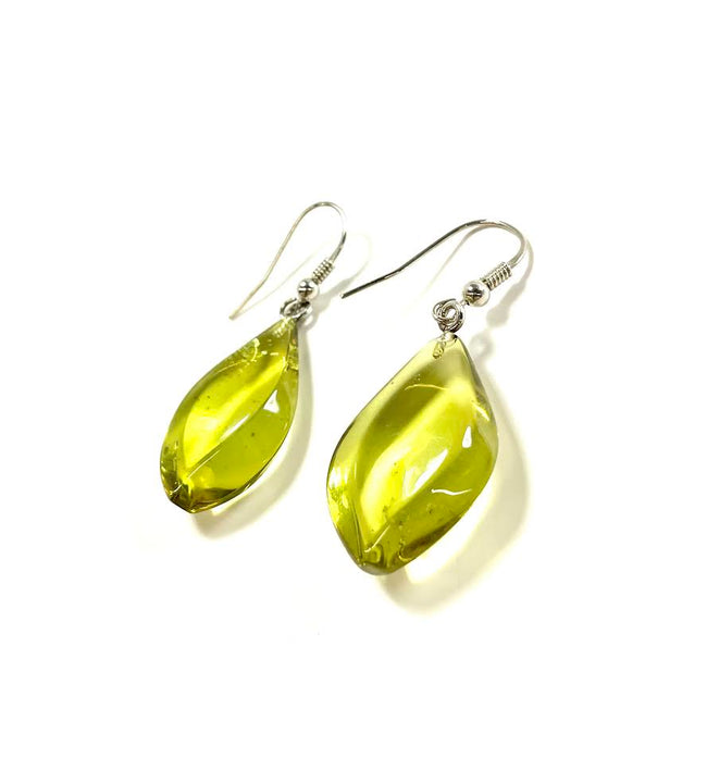 SS Caribbean Amber Leaf Dangle Earrings