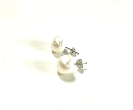 SS Fresh Water Pearl 11mm White Studs