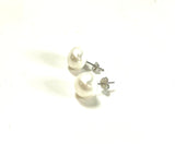 SS Fresh Water Pearl 11mm White Stud Earrings