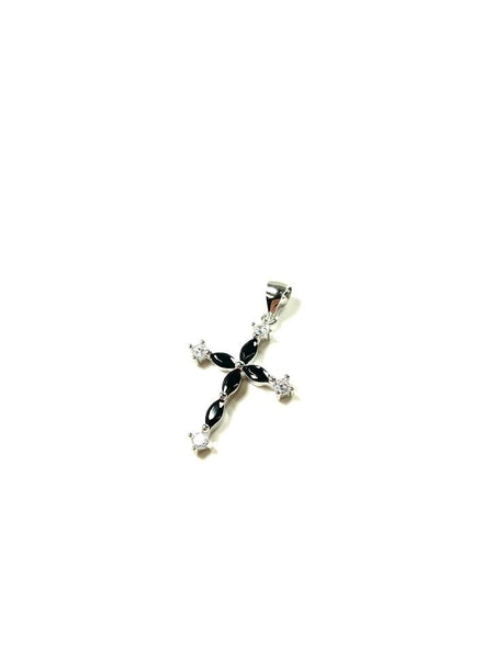 SS CZ and Onyx Cross Pendant