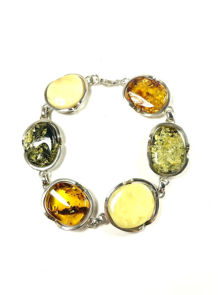 SS Amber Multicolor Nugget Bracelet