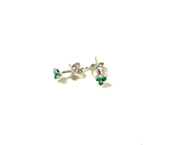 14KW Emerald Triple Cluster Earrings