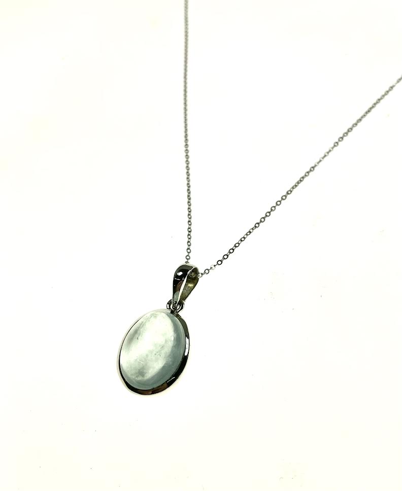 SS Aquamarine Cabochon Necklace