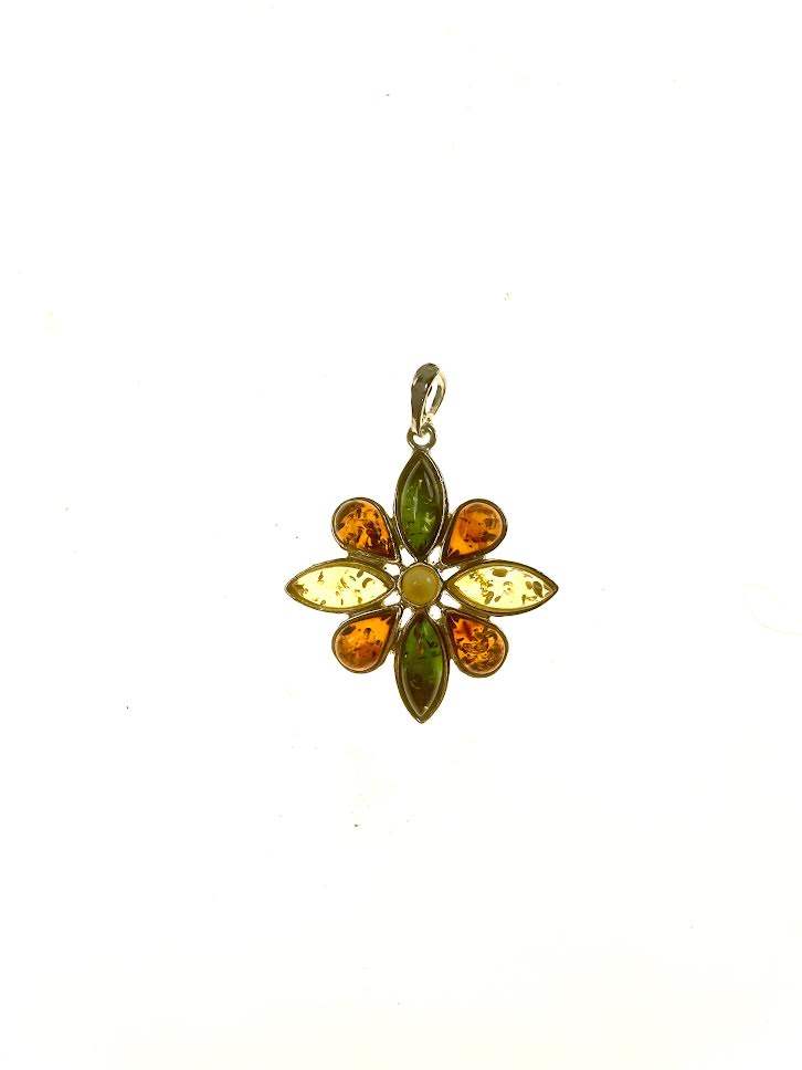 SS Amber Multicolor Flower Pendant