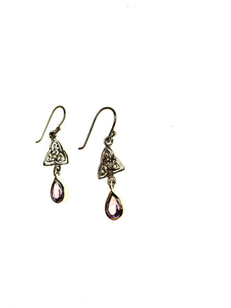 SS Amethyst Celtic Triangle Earrings