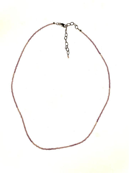 SS Amethyst Variegated Faceted Bead Adjustable Necklace