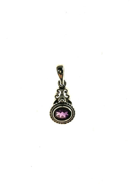 SS Amethyst Elegant Oval Pendant