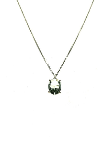 SS Created Aquamarine Oval Necklace