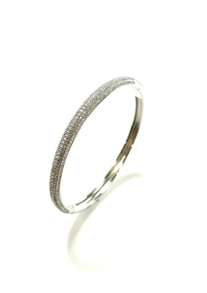 SS CZ Five Row CZ Bangle Bracelet