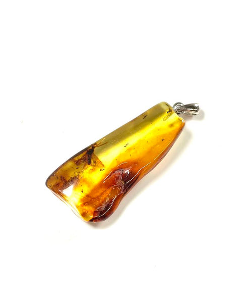 SS Amber Variegated Rectangle Pendant with Visible Insect