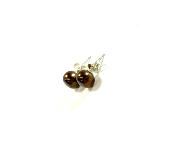 SS Fresh Water Pearl 7mm Chocolate Stud Earrings