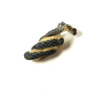 SS Fossilized Walrus Ivory Coiled Snake Pendant