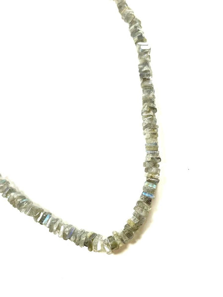 SS Labradorite Square Bead Necklace