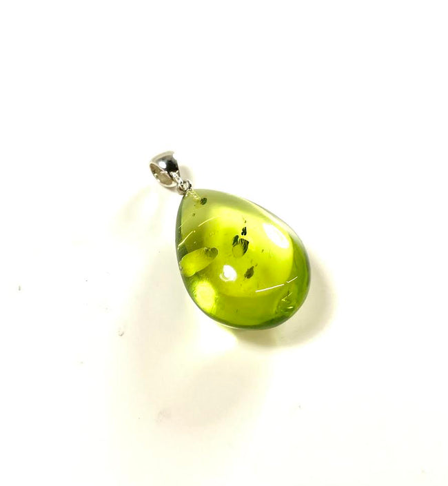 SS Caribbean Amber Medium Puff Drop Pendant