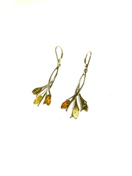 SS Amber Multicolor Three Ribbons Dangle Earrings