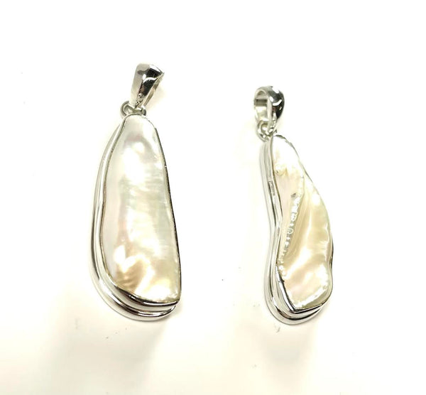 SS Stick Pearl Assorted Bezel Pendants