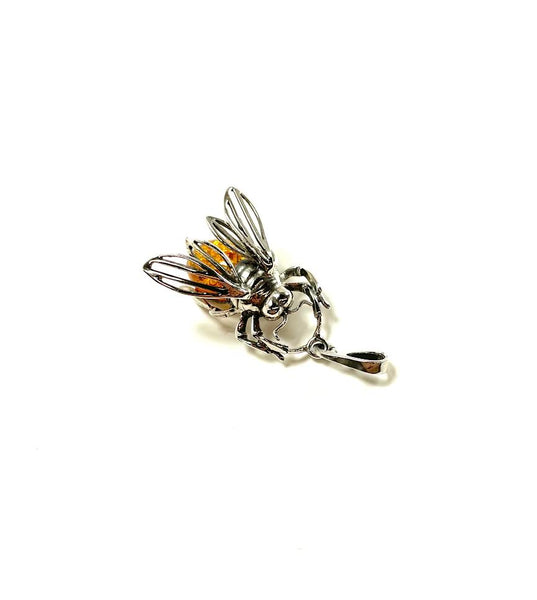 SS Amber Fly Pendant