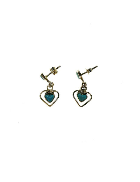 SS Turquoise Heart Dangle Earrings