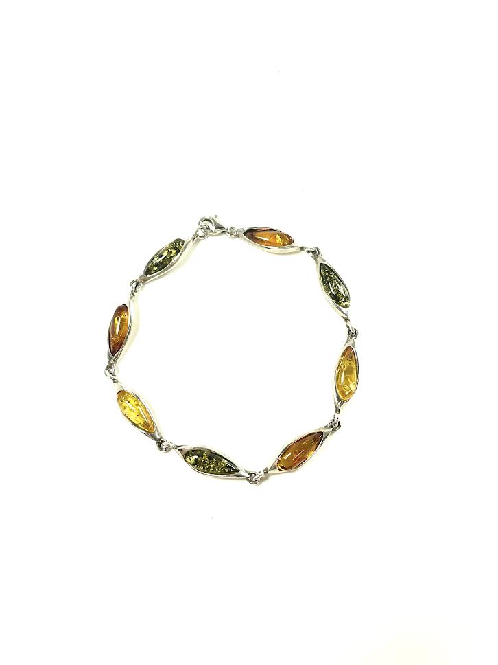 SS Amber Multicolor Link Bracelet