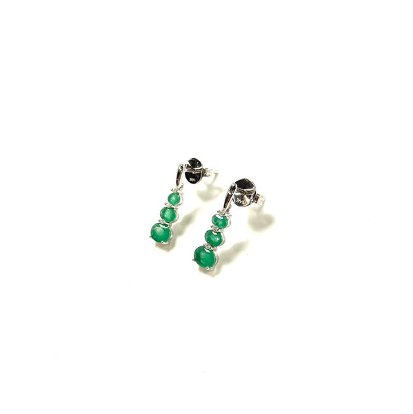 14KW Emerald Graduated Oval Earrings