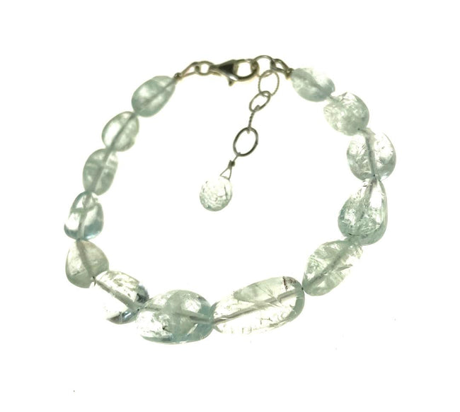 SS AAA Aquamarine Nugget Beaded Bracelet